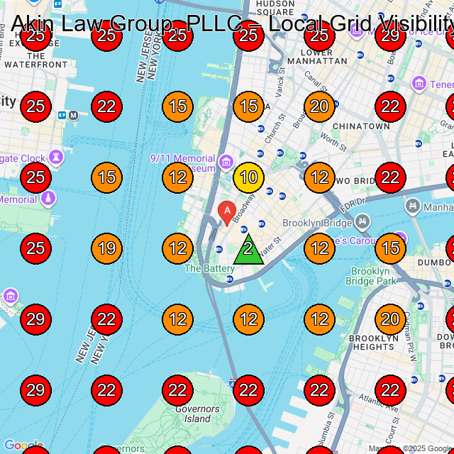 Akin Law Group, PLLC GeoGrid visibility map for Employment Attorney in New York